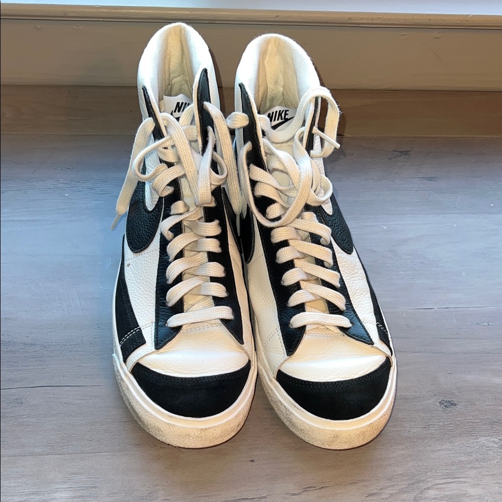 Nike Men's Black and White Custom made High-Top Sneakers